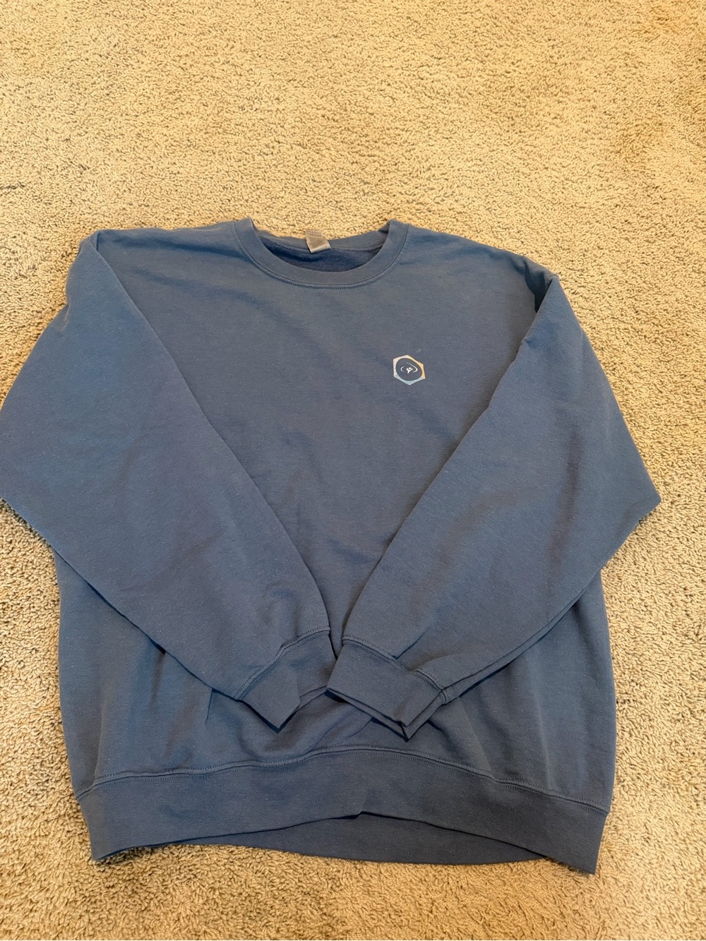 Gildan Men's Navy Crewneck Sweatshirt with Subtle Chest Logo